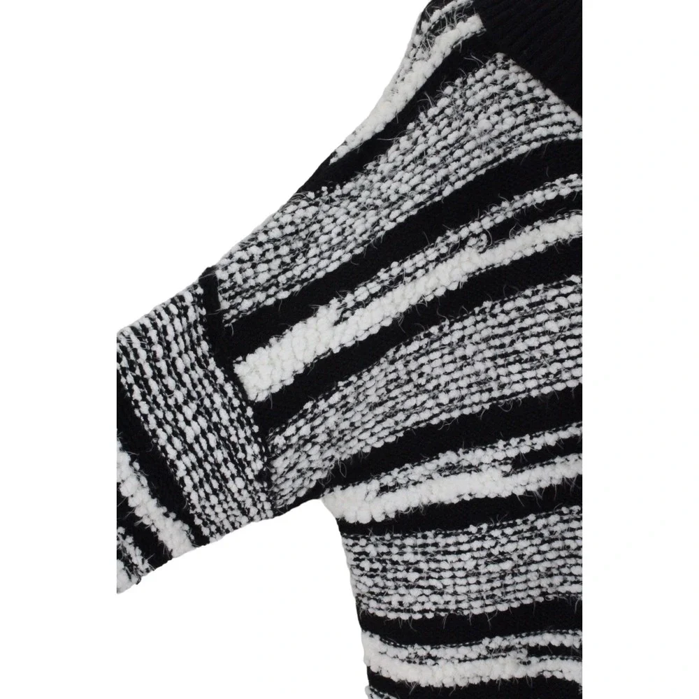 Calvin Klein Cowl Neck Sweater Cape  L/XL Black White Chunky‎ Long Sleeve